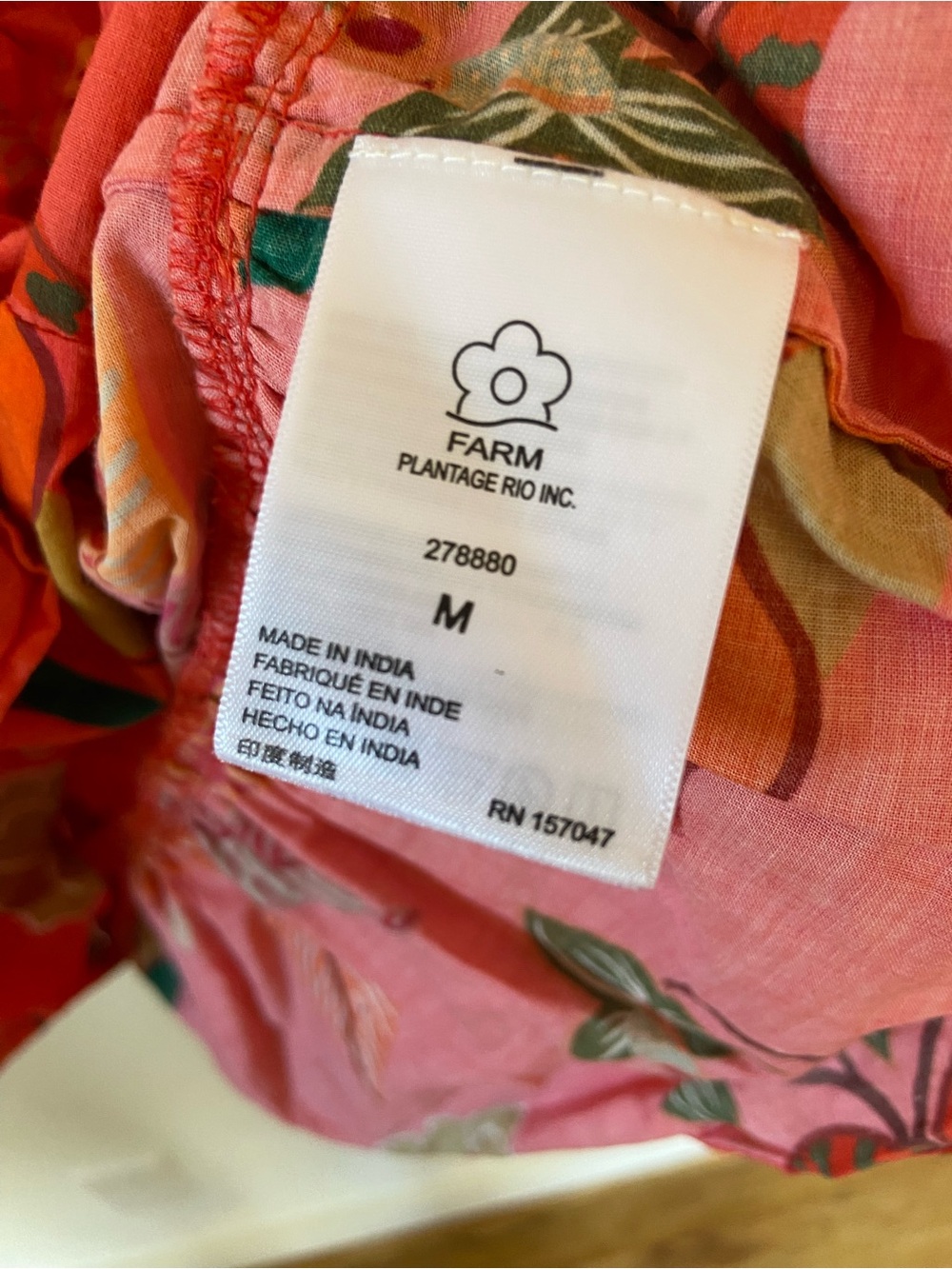Farm Rio x Anthropologie Smocked Ruffle Mini Dress Coral - Picture 12 of 12